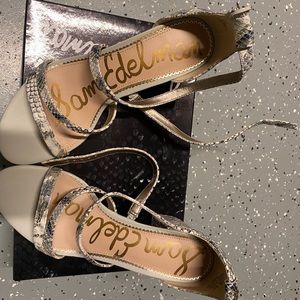 Sam Edelman Stacie Strappy Heeled Sandals-White snake Print